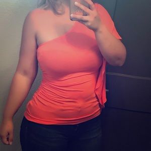 Express Orange One Sleeve Blouse